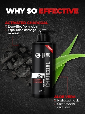 Picture of Beardo Activated Charcoal Face Wash for men, 200ml | For Deep Pore Cleaning and Removes Dirt | face wash for acne and pimples | face wash for oily skin