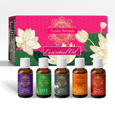 Picture of Exotic Aromas Essential Oil - Lavender/ Lemongrass/ Jasmine /Orange (Mandarin), Rose oil (Pack of 5)