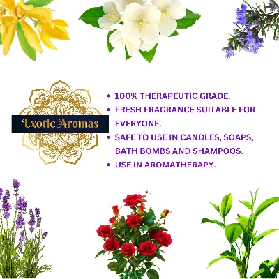 Picture of Exotic Aromas Essential Oil - Lavender/ Lemongrass/ Jasmine /Orange (Mandarin), Rose oil (Pack of 5)