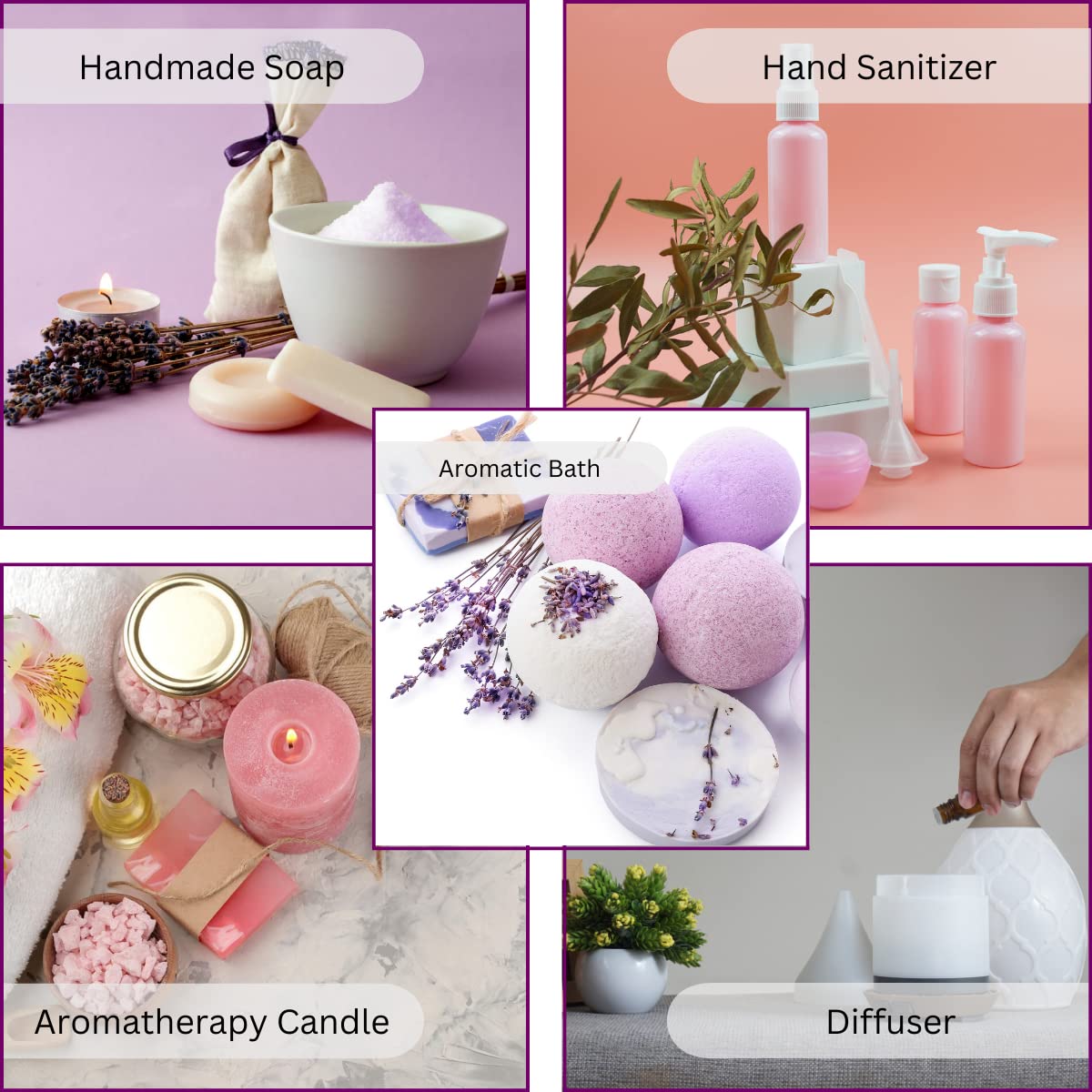 Picture of Exotic Aromas Essential Oil - Lavender/ Lemongrass/ Jasmine /Orange (Mandarin), Rose oil (Pack of 5)