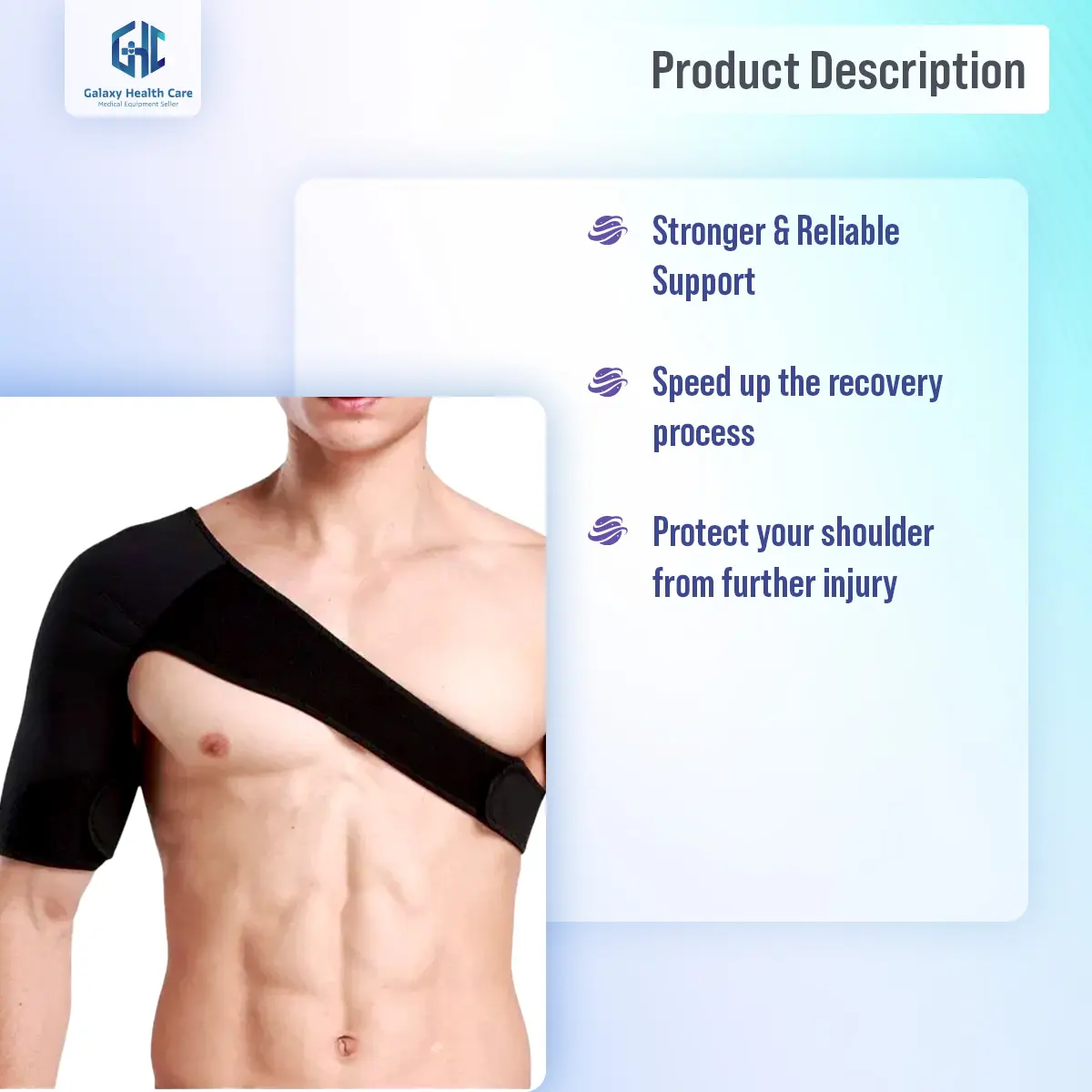 Picture of Shoulder Support Immobilizer-Shoulder Support for Rotator Cuff, Dislocated AC Joint, Labrum Tear, Shoulder Pain, Shoulder Stability Brace with Pressure Pad | Under Shirt Compression Pad