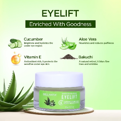 Picture of Bella Vita Organic EyeLift Hydrating Natural Under Eye Cream Gel for Dark Circles, Puffy Eyes, Wrinkles & Removal of Fine Lines for Women & Men, 20 gm
