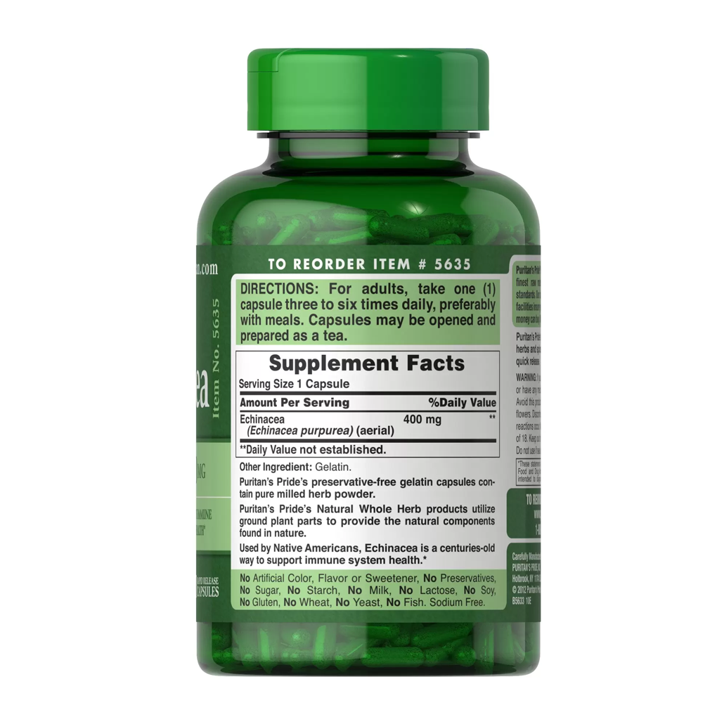 Picture of Puritan's Pride Echinacea 400 mg for Health to Support Immune System, 200 Count