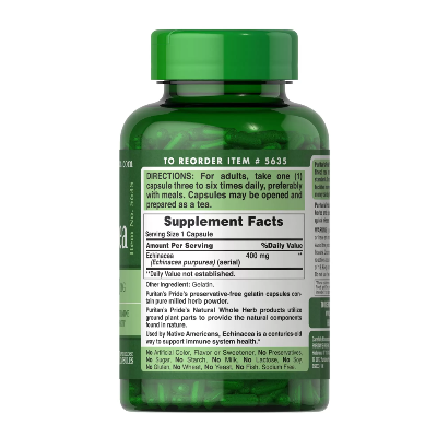 Picture of Puritan's Pride Echinacea 400 mg for Health to Support Immune System, 200 Count