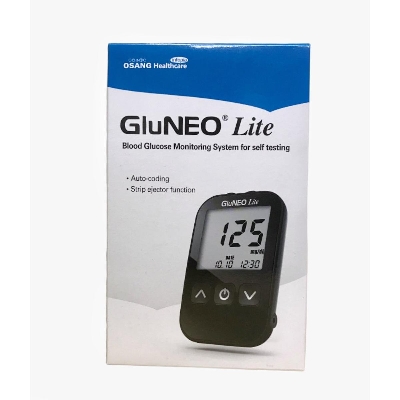 Picture of Glu Neo Lite Blood Sugar Meter Glucometer Kit Test Strips Needles Lancets Medical Diabetes Tester Monitoring System