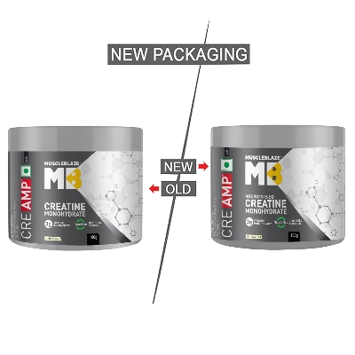 Picture of MuscleBlaze Creatine Monohydrate CreAMP™ (Unflavoured, 32 Servings, 100g / 0.22lbs) | Trustified Certified Creatine