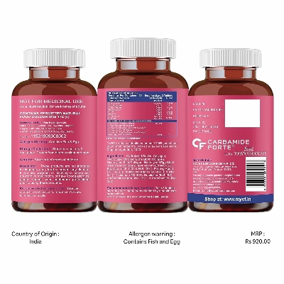 Picture of Carbamide Forte Hydrolyzed Multi Collagen Tablets | 5 Types I, II, III, V & X Collagen Powder for Joint Support & Glowing Skin | Collagen Supplements for Men & Women - 90 Tablets