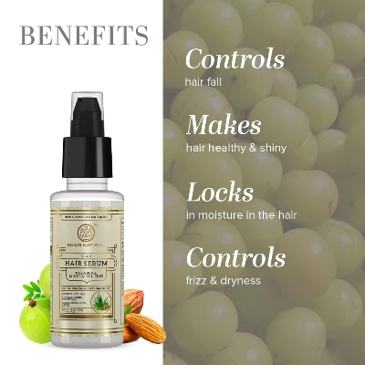 Picture of Khadi Natural Hair Serum For Soft, Shiny & Frizz-Free Hair, Anti-Thinning & Anti-Dandruff Serum, Hair Serum For Dull Hair, Paraben & Mineral Oil Free For All Hair Types, 50 Ml