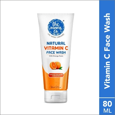 Picture of The Moms Co Natural Simple Vitamin C Face Wash for Women & Men | Clean & Glowing Skin I Oil Free Look I Orange Beads & Chemical Free I 80 ml