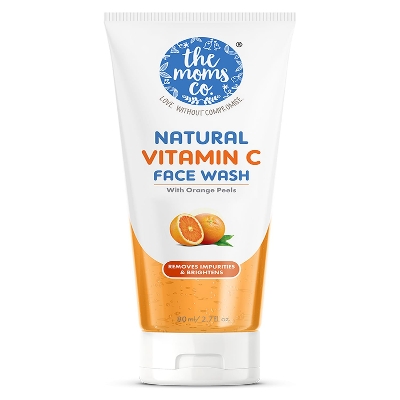 Picture of The Moms Co Natural Simple Vitamin C Face Wash for Women & Men | Clean & Glowing Skin I Oil Free Look I Orange Beads & Chemical Free I 80 ml