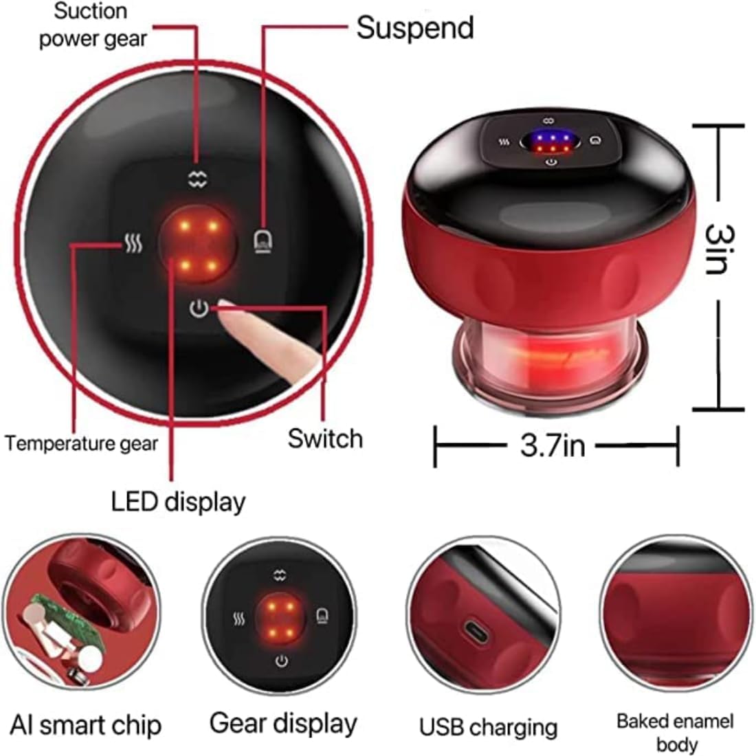 Picture of Device Smart Dynamic Cupping Therapy Set Cellulite Massager Device Heating Therapy 3 in 1 Vacuum Therapy Machine Remover Gua Sha Massage Tool with12 Level Temperature Suction