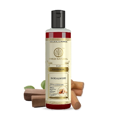 Picture of Khadi Natural Sandalwood Massage Oil |Stress relieving properties| Relaxes aches and pains|Aromatherapy| Suitable for All Skin Types| 210ml