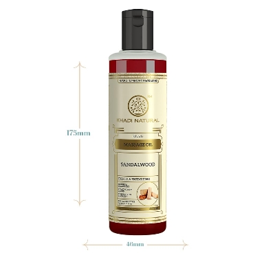 Picture of Khadi Natural Sandalwood Massage Oil |Stress relieving properties| Relaxes aches and pains|Aromatherapy| Suitable for All Skin Types| 210ml