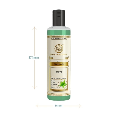 Picture of Khadi Natural Tulsi Herbal Hair Oil|Hair Oil For Hair Fall |Non-Sticky Hair Oil For Dry Scalp | Paraben & Mineral Oil Free | Suitable For All Hair Types| 210 ml