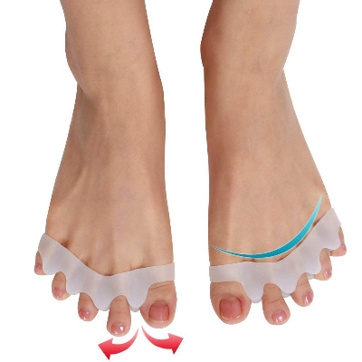 Picture of Galaxy Soft Elastic Toe Straighteners 5 Hole Silicone Gel Separators Bunion (White) - 1 Pair