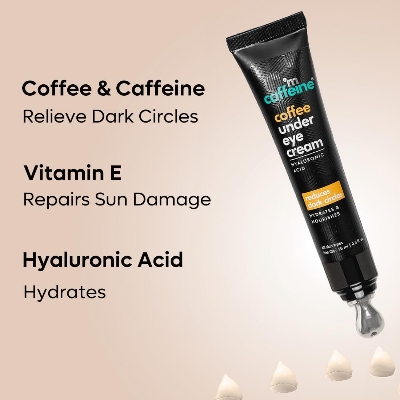 Picture of mcaffeine Coffee Under Eye Cream Gel For Dark Circles,Puffiness & Fine Lines|94% Users Saw Reduced Dark Circles|With Built-In Cooling Massage Applicator|Caffeine For Puffiness|For Women And Men-15 Gm
