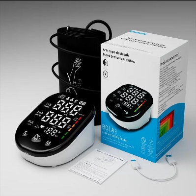 Picture of Rechargeable Arm Medical Blood Pressure Monitor, Long Time Use, Digital LCD Large Screen Sphygmomanometer English Voice
