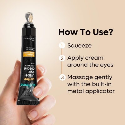 Picture of mcaffeine Coffee Under Eye Cream Gel For Dark Circles,Puffiness & Fine Lines|94% Users Saw Reduced Dark Circles|With Built-In Cooling Massage Applicator|Caffeine For Puffiness|For Women And Men-15 Gm