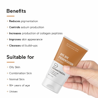 Picture of DERMATOUCH Bye Bye Pigmentation Face Wash || Anti Pigmentation Face Wash for Women/Men with Niacinamide, Kojic Acid, & Glutathione -30G