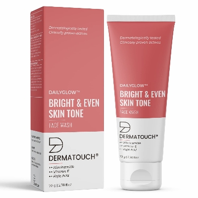 Picture of DERMATOUCH Bright & Even Tone Face Wash with Niacinamide, Vitamin E and Kojic Acid | Daily Gentle Face Cleanser For Tan, Pigmentation, Uneven Tone, Dark Spot Removal - 70G