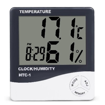 Picture of Indoor Room LCD Electronic Temperature Humidity Meter Digital Thermometer Hygrometer Weather Station Alarm Clock HTC-1