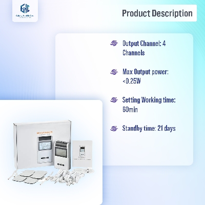 Picture of Tens Ems Muscle Steamulator 15 Mode 4 Output 8 Pad Pain Relief Electric Pulse Impulse Massure Machine Machine Machine Electrotherapy Machine