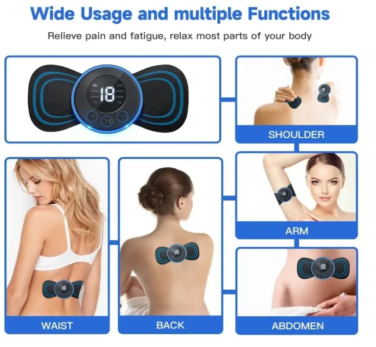 Picture of Whole Body Massager 8 Modes Portable Mini Massager Cervical Massage Soothing Pain, Body Massager Patch for Whole Body Neck Back Waist Arms Legs Aches (With Remote control)