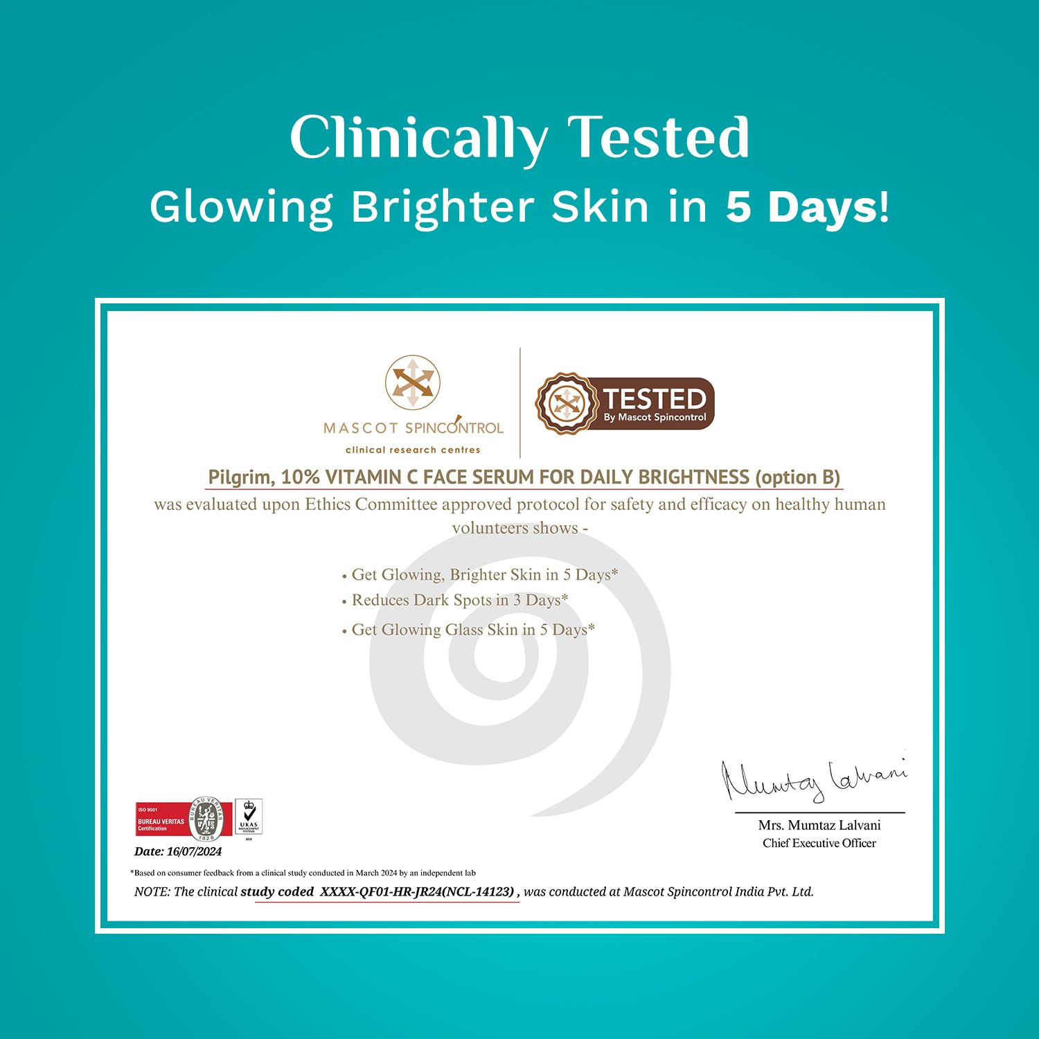 Picture of Pilgrim 10% Vitamin C Face Serum For Daily Brightness 30 ml | Face serum for glowing skin | Reduces Dark Spots & Evens Skin Tone | Fragrance Free | For Men and Women | All Skin Types | Visit the Pilgrim Store