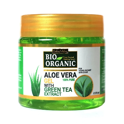 Picture of INDUS VALLEY Bio Organic Pure Multipurpose Aloe Vera Gel With Green Tea Extract For Face, Body & Hair,For Glowing & Soothing Skin, Anti-Ageing & Acne, Suitable to All Skin Type - 175ml