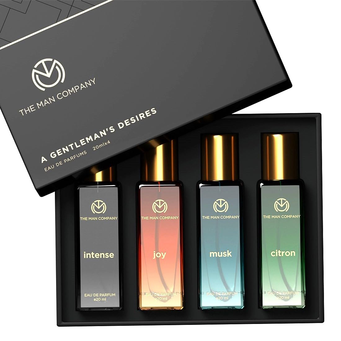 Picture of The Man Company Specially Curated Perfume Gift Set 4X20Ml- A Gentlemen's Desire|Premium Long-Lasting Floral Fragrance Spray|Citron For Travel|Intense For Office|Musk For Sports|Joy For Outing,80 Ml