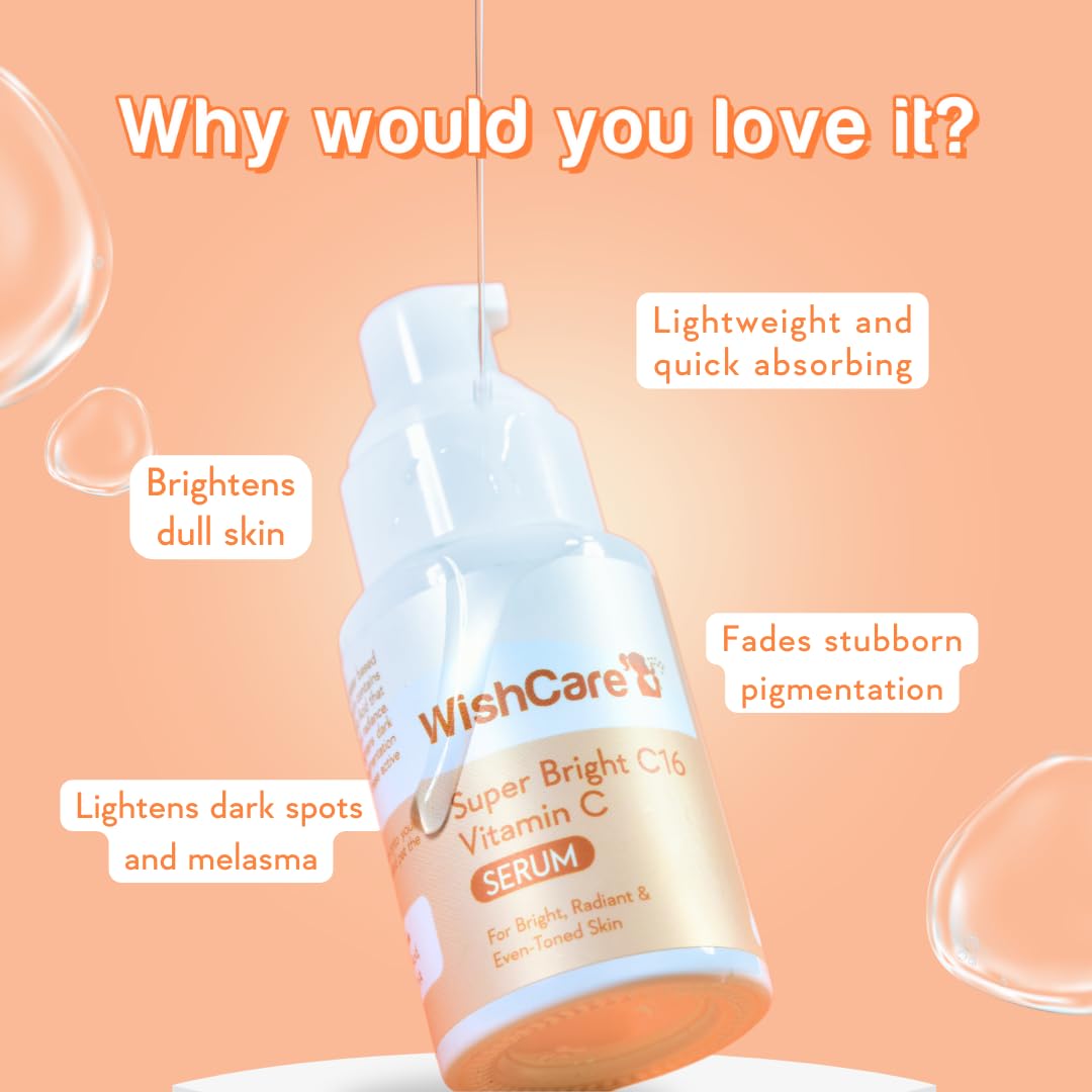 Picture of WishCare Super Bright C16 Vitamin C Face Serum - 10% Vitamin C, 4% Niacinamide, 1% Kojic Acid, 0.5% Ferulic Acid, Licorice & 4-n-BR - For Pigmentation & Dark spots 30ml