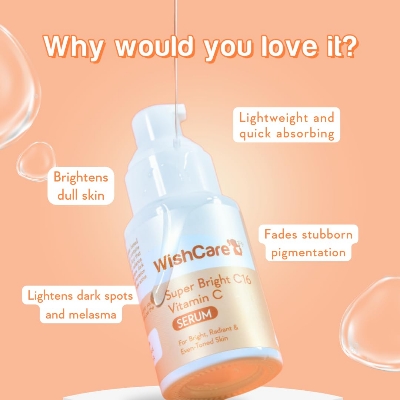Picture of WishCare Super Bright C16 Vitamin C Face Serum - 10% Vitamin C, 4% Niacinamide, 1% Kojic Acid, 0.5% Ferulic Acid, Licorice & 4-n-BR - For Pigmentation & Dark spots 30ml