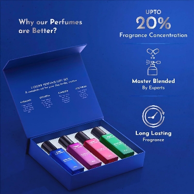 Picture of Park Avenue Luxury Perfume Gift Set for Men, 4x20 ml | Euphoria, Conquer, Harmony & Discoverer Perfume | Eau De Parfum | Premium Luxury Perfume for Corporate Man | Long lasting Fragrance | Gift for Men | Diwali Gift Hampers | Ideal Birthday, Anniversary G