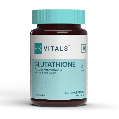 Picture of HealthKart HK Vitals Glutathione with Vitamin C & E, Biotin, Grape Seed Extract & Alpha Lipoic Acid, Antioxidant Support, for Skin Glow and Hydration, 30 Veg Capsules