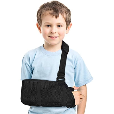 Picture of Arm Sling Kids, Breathable Child Arm Sling Support with Waist Strap, Shoulder Immobilizer for Kids Broken Arm, Shoulder Injury, Rotator Cuff, Left or Right Arm, Fits for 0-6 Years Old
