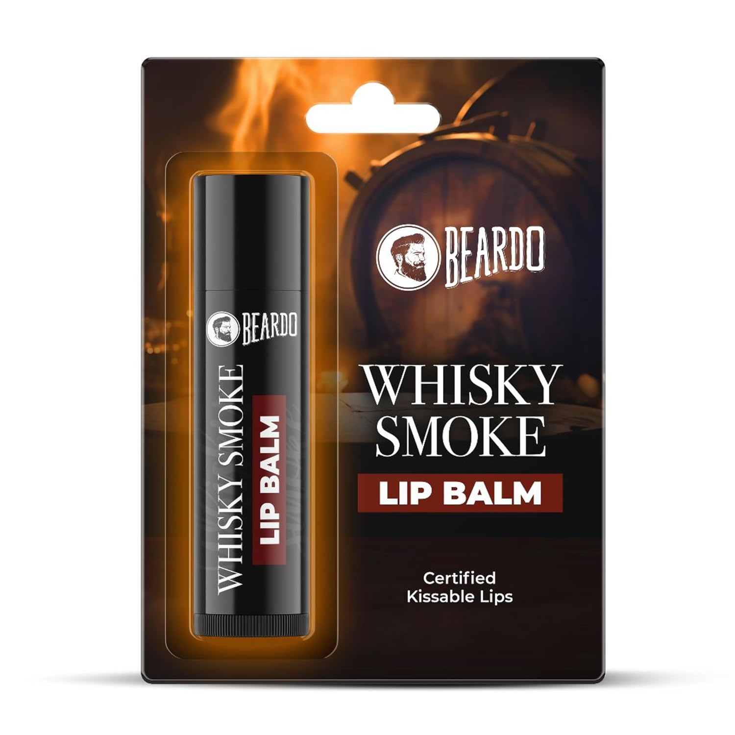 Picture of Beardo Whisky Smoke Lip Balm for Men, 4g | Certified Kissable Lips| Moisturizes & Soothes Dry, Cracked & Chapped Lips | Enriched with Vitamin E, Shea Butter & Coffee | Non Glossy | Non Tinted Lip Balm