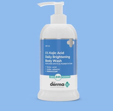 Picture of The Derma Co 1% Kojic Acid Daily Brightening Body Wash I Alpha Arbutin | For Dark Spots & Pigmentation I Up to 24 Hour Hydration I Cleanses & Brightens Skin I For All Skin Types- 250ml