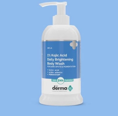 Picture of The Derma Co 1% Kojic Acid Daily Brightening Body Wash I Alpha Arbutin | For Dark Spots & Pigmentation I Up to 24 Hour Hydration I Cleanses & Brightens Skin I For All Skin Types- 250ml