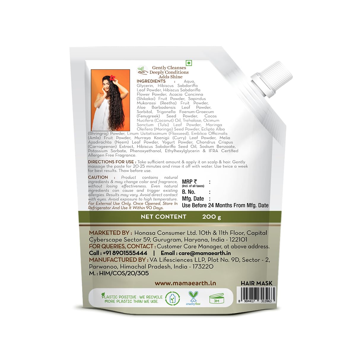 Picture of Mamaearth Kerala Thaali Cleansing Pre-Shampoo Hair Mask with Hibiscus, Shikakai, Amla, Flaxseed for Thick & Long Hair 200g | Ready To Use Thali | Gently Cleanses | Adds Shine | 100% Natural Herbs | 12 Potent Herbs