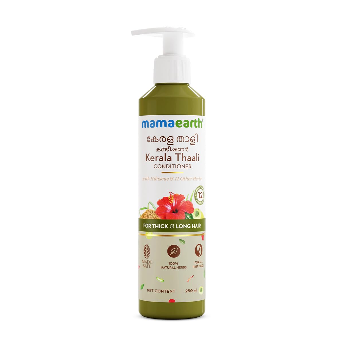 Picture of Mamaearth Kerala Thaali Conditioner 250 millilitre with Hibiscus, Amla, Reetha & Methi Dana for Smooth, Thick & Long Hair|Soft & Shiny Hair |12 Potent 100% Natural Herbs |Kerala Expertise