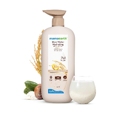 Picture of Mamaearth Rice Water Hydrating Body Lotion with Rice Water & Niacinamide for Dewy Glass Skin 400ml | 48H Moisturization | Nourishes Skin | 7in1 Total Care | 100% Natural Butter | NonGreasy Smooth Skin