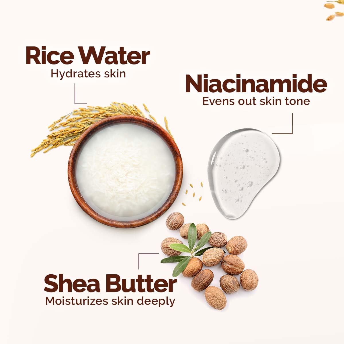 Picture of Mamaearth Rice Water Hydrating Body Lotion with Rice Water & Niacinamide for Dewy Glass Skin 400ml | 48H Moisturization | Nourishes Skin | 7in1 Total Care | 100% Natural Butter | NonGreasy Smooth Skin