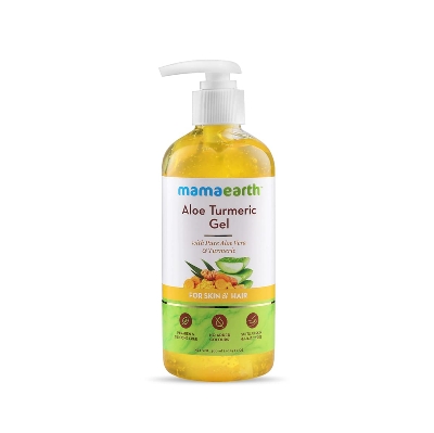 Picture of Mamaearth Aloe Turmeric Gel From 100% Pure Aloe Vera For Face, Skin & Hair with Turmeric & Vitamin E (300 ML)