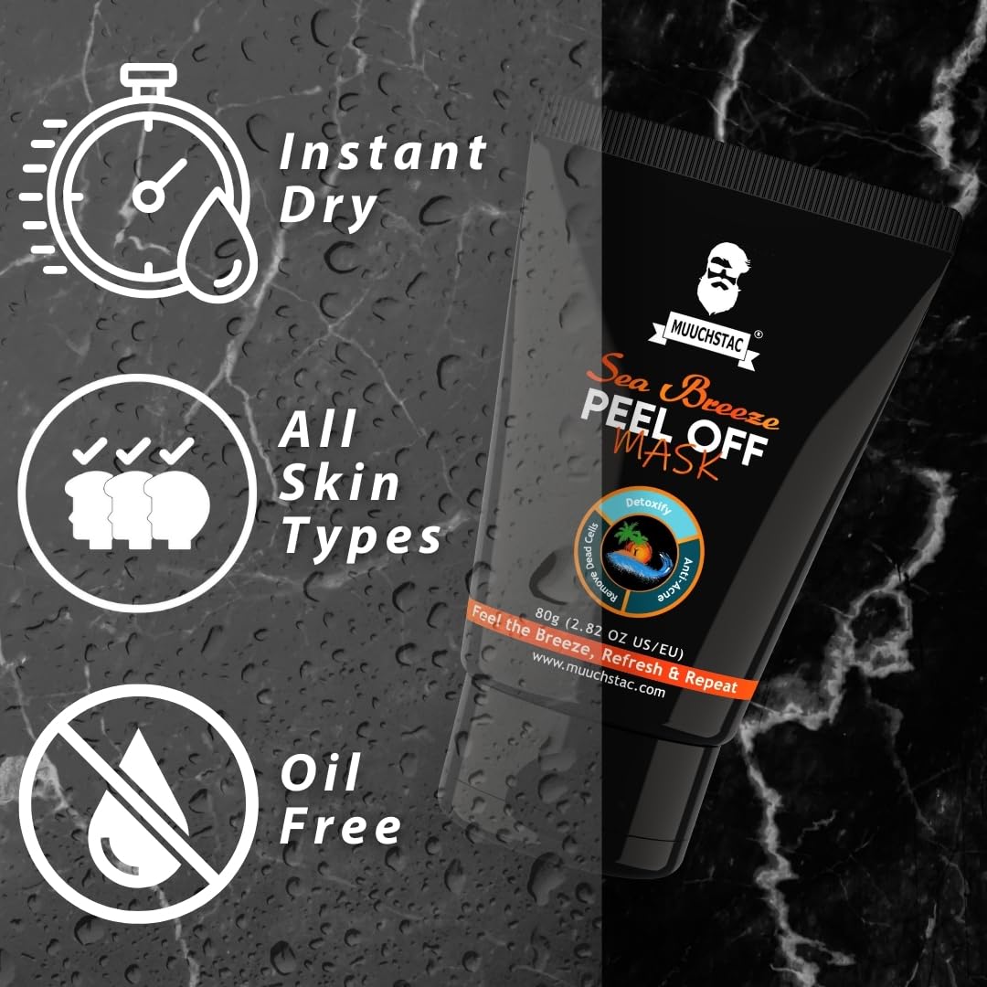 Picture of Muuchstac Sea Breeze Peel Off Mask For Men | Blackhead, Acne & Dead Skin Removal Face Pack (80 g)