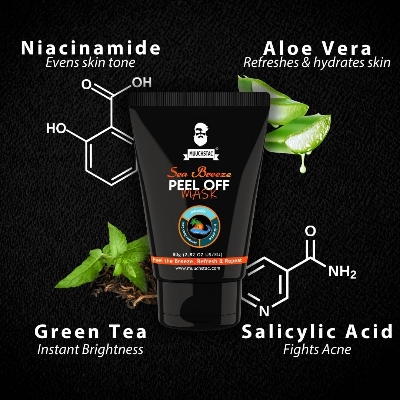 Picture of Muuchstac Sea Breeze Peel Off Mask For Men | Blackhead, Acne & Dead Skin Removal Face Pack (80 g)
