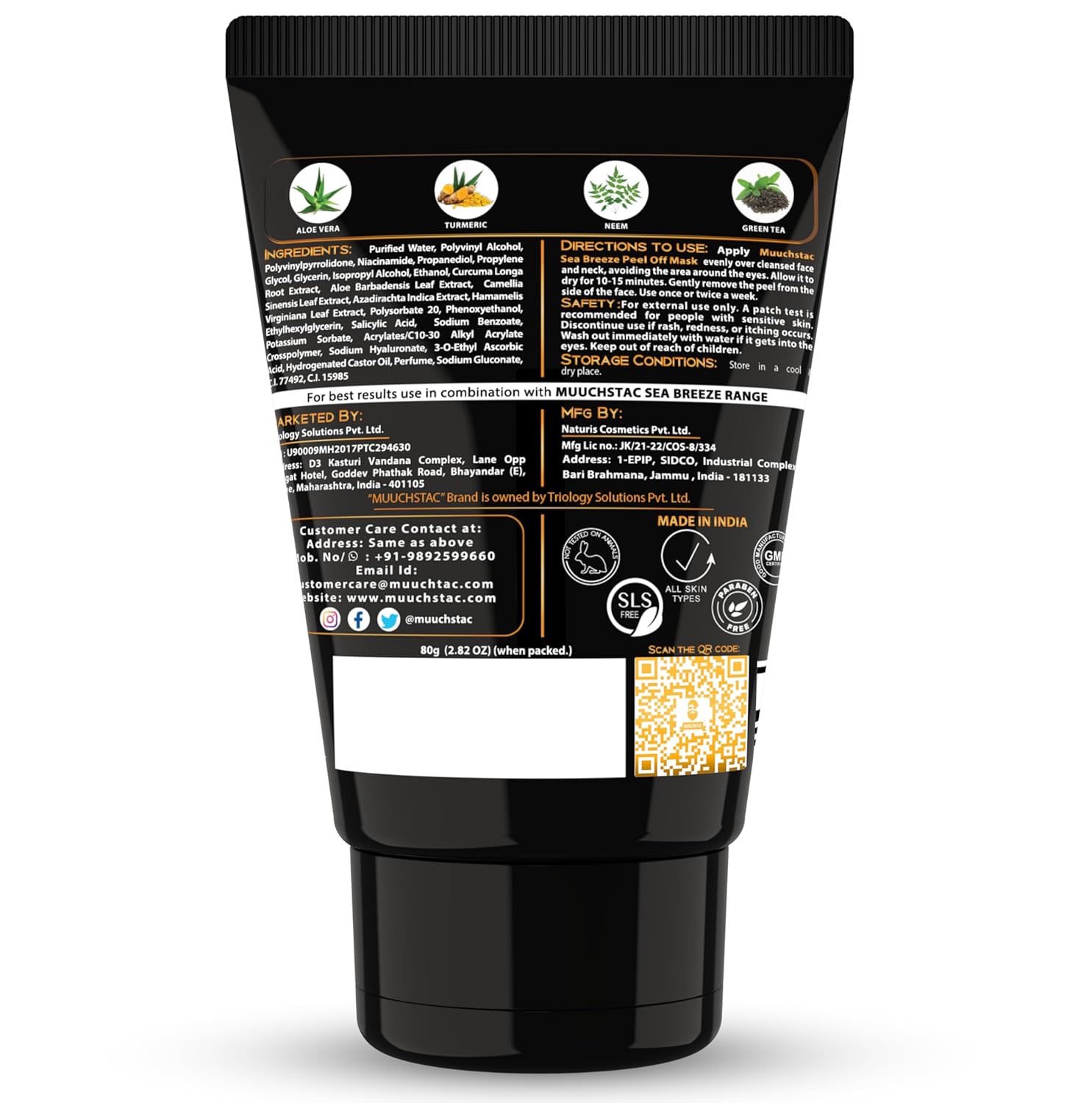 Picture of Muuchstac Sea Breeze Peel Off Mask For Men | Blackhead, Acne & Dead Skin Removal Face Pack (80 g)