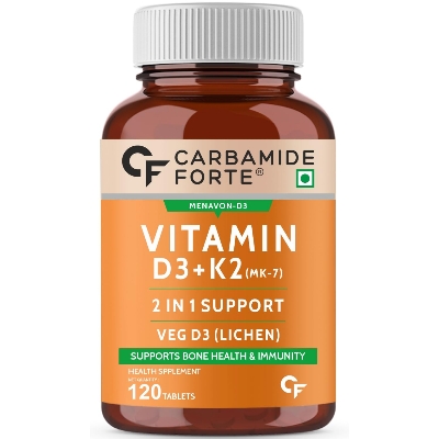 Picture of Carbamide Forte Vitamin D3 K2 | Vitamin D3 K2 Supplement for Bone & Heart Health | Vitamin D tablets with Vitamin K2 MK7 | Premium Vitamin D3 supplement with K2 for Wellness -120 Veg Tablets