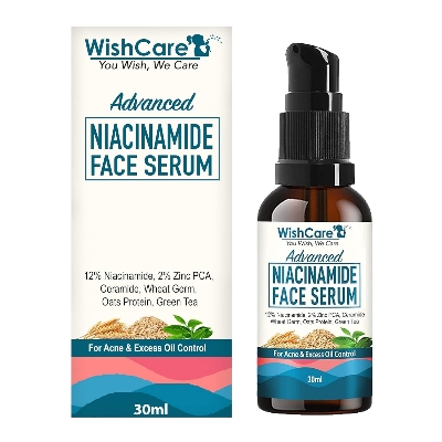 Picture of WishCare Advanced 12% Niacinamide Serum for Acne, Acne Marks, Blemishes & Oil Balancing with 2% Zinc, Ceramide Oats, Green Tea - 30ml