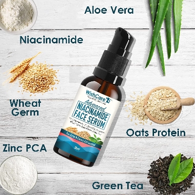 Picture of WishCare Advanced 12% Niacinamide Serum for Acne, Acne Marks, Blemishes & Oil Balancing with 2% Zinc, Ceramide Oats, Green Tea - 30ml