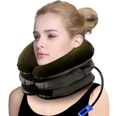 Picture of Neckline Pillow Pneumatic Air Bag 3 Tier Inflatable for Cervical Spine Neck Rest Support Massagers Pillow Neck Pillow for Back Pain, Sleeping Travel, Car seat